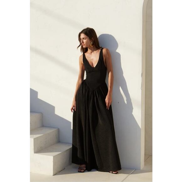 Delfi Collective Isadora Black Maxi Gown Formal Elegant Evening Dress M - Picture 1 of 11